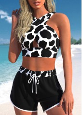 Black plus size,White plus size,Animal Print plus size,ROTITA Plus Size High Waisted Criss Cross Tankini Set