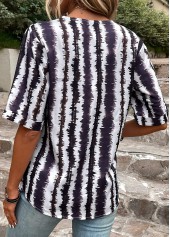 Multi Color tops,Striped tops,Geometric tops,Patchwork Striped Multi Color V Neck Blouse