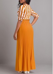 Ginger dresses,White dresses,Geometric dresses,Striped dresses,ROTITA Button Geometric Print Pink Belted Maxi Dress