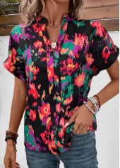 Multi Color tops,Rainbow Color tops,Dazzle Colorful tops,Patchwork Dazzle Colorful Print Multi Color Blouse