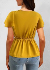 Ginger tops,Plain Color tops,ROTITA Twist Ginger V Neck Short Sleeve T Shirt
