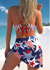 Multi Color swimwear,Geometric swimwear,Striped swimwear,Galaxy swimwear,ROTITA Three-piece Multi Color Geometric Print Bikini Set