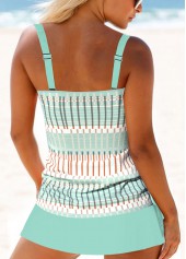 Mint Green plus size,Geometric plus size,Striped plus size,ROTITA Plus Size Mid Waisted Circular Ring Tankini Set