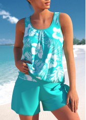Tankini-Set mit Rotita-Bowknot-Motiv mintgrün mit tropischen Pflanzen