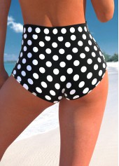 Black swimwear,Dot swimwear,ROTITA Black Polka Dot High Waisted Bikini Bottom