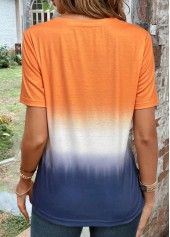 Orange plus size,Navy plus size,Ombre plus size,ROTITA Plus Size Twist Orange Ombre T Shirt