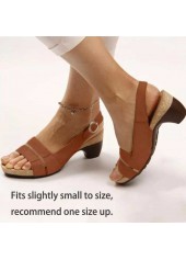 Dark Camel shoes,Plain Color shoes,Dark Camel Vamp Band Mid Heel Peep Toe Sandals