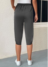 Dark Grey bottoms,Plain Color bottoms,Pocket Dark Grey Jogger Elastic Waist Pants