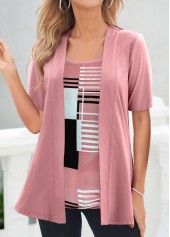 Rotita – Geometrischer Druck rosa eckiger Ausschnitt gefälschter zweiteiliger Twinset