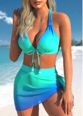 Cyan swimwear,Ombre swimwear,ROTITA Mesh Cyan Ombre High Waisted Bikini Set