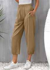 Light Coffee bottoms,Plain Color bottoms,Pocket Light Coffee High Waisted Pants