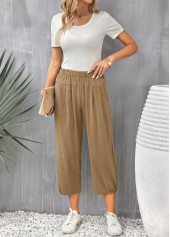 Light Coffee bottoms,Plain Color bottoms,Pocket Light Coffee High Waisted Pants