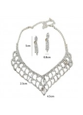 Silver jewelry,Other jewelry,Rhinestone Tassel Silver Earrings and Necklace