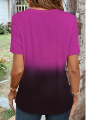 Purple tops,Ombre tops,ROTITA Twist Ombre Purple Round Neck T Shirt