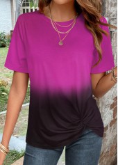 ROTITA Twist Ombre Violet T-shirt à col rond