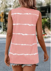 Pink tops,Striped tops,ROTITA Striped Pink V Neck Tank Top