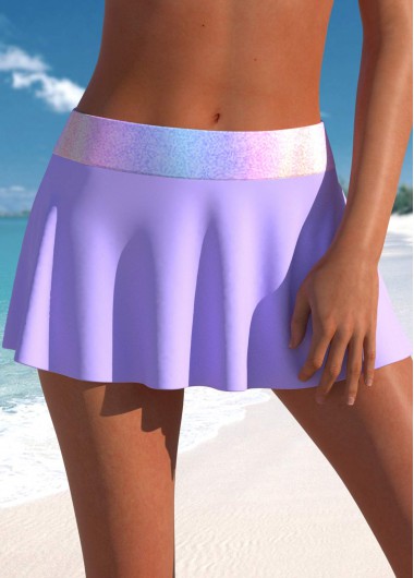 Light Purple swimwear,Ombre swimwear,ROTITA Light Purple Ombre Mid Waisted Pantskirt