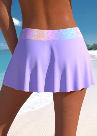 Light Purple swimwear,Ombre swimwear,ROTITA Light Purple Ombre Mid Waisted Pantskirt
