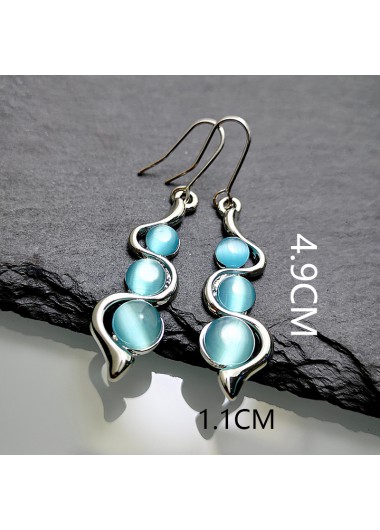 Sky Blue jewelry,Geometric jewelry,Round Artificial Zircon Detail Sky Blue Earrings