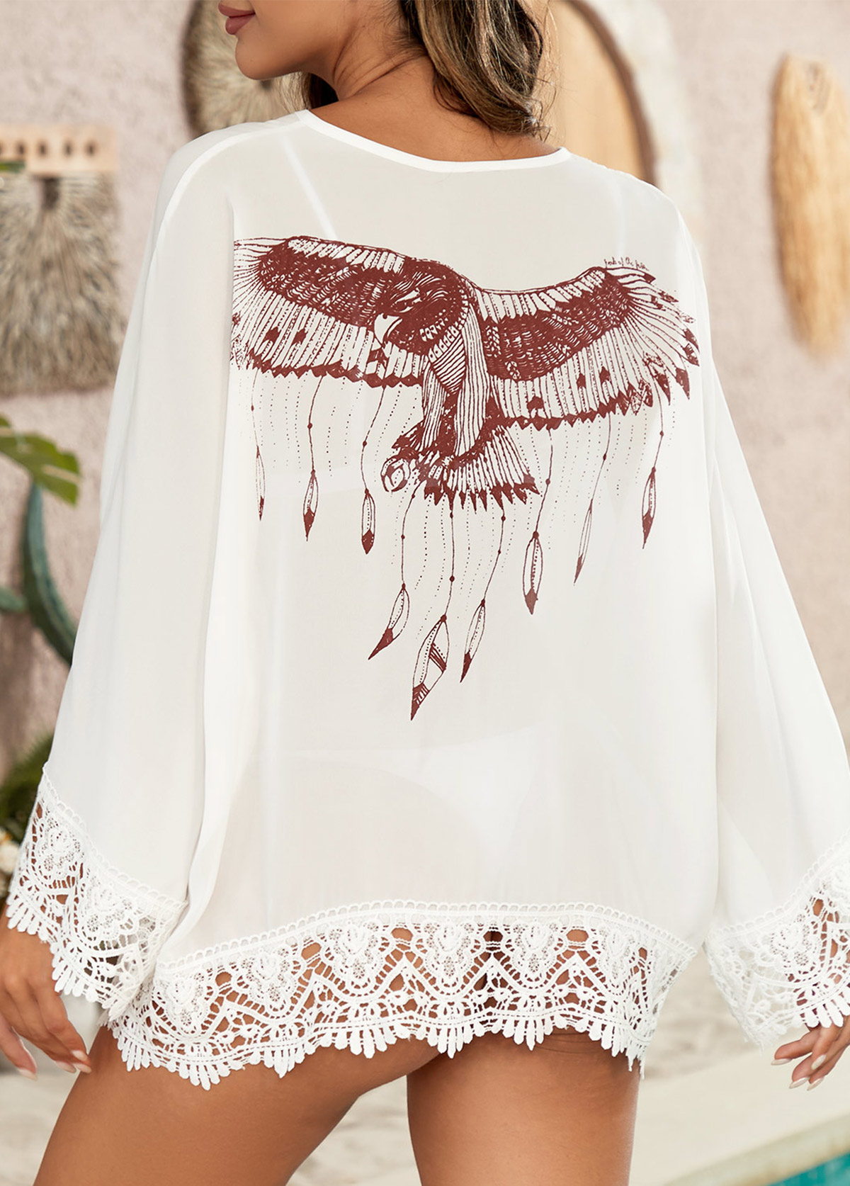 Lace Tie Front White Cover Up