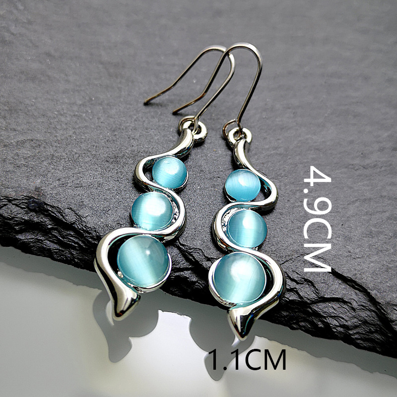 Sky Blue jewelry,Geometric jewelry,Round Artificial Zircon Detail Sky Blue Earrings