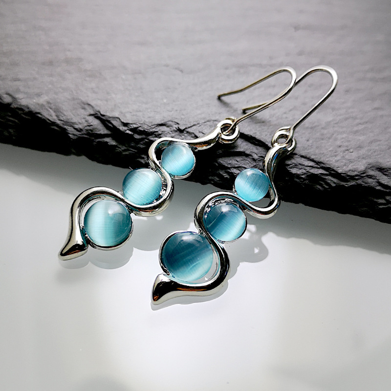 Sky Blue jewelry,Geometric jewelry,Round Artificial Zircon Detail Sky Blue Earrings
