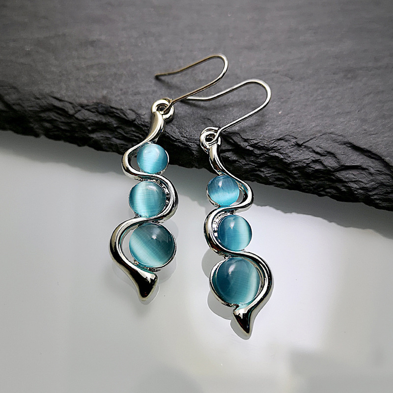 Sky Blue jewelry,Geometric jewelry,Round Artificial Zircon Detail Sky Blue Earrings