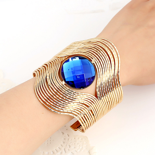 Gold jewelry,Other jewelry,Gold Rhinestone Open Hollow Design Bangle