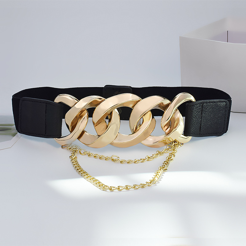 Black Faux Leather Detail Patchwork Belt