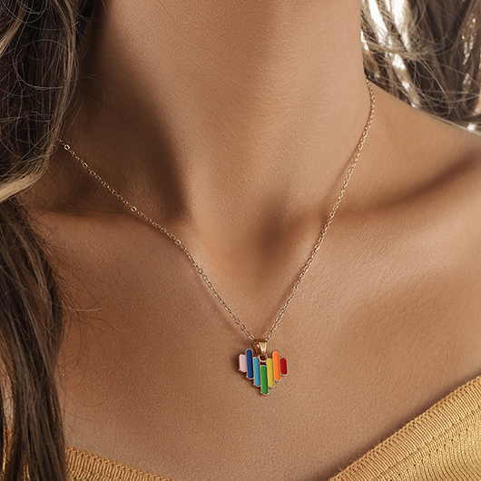 Herz-Design-Legierung Regenbogen-Farbe-Halskette