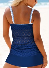 Navy swimwear,Plain Color swimwear,ROTITA Lace Navy Mid Waisted Tankini Set