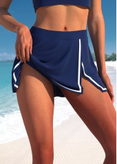 Navy swimwear,White swimwear,Plants swimwear,Striped swimwear,Geometric swimwear,ROTITA Patchwork Navy Tropical Plants Print Tankini Set