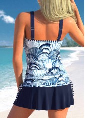 Rotita-Tankini-Oberteil mit Kordelzug in Marineblau und Meereslebewesen-Print-Kein Boden