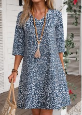 robe bleu marine légère à imprimé floral et petites rotita