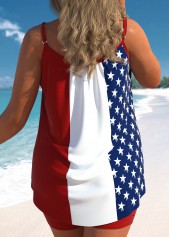 Multi Color plus size,Flag plus size,ROTITA Plus Size High Waisted Bowknot Tankini Set