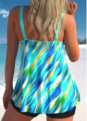 Cyan swimwear,Dazzle Colorful swimwear,ROTITA Lightweight Cyan Dazzle Colorful Print Tankini Top