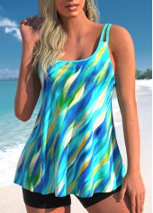 Cyan swimwear,Dazzle Colorful swimwear,ROTITA Lightweight Cyan Dazzle Colorful Print Tankini Top
