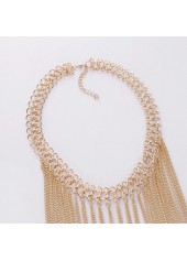 Gold jewelry,Plain Color jewelry,Chain Detail Tassel Design Gold Necklace