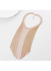 Gold jewelry,Plain Color jewelry,Chain Detail Tassel Design Gold Necklace