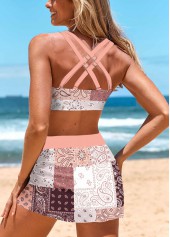 Dusty Pink swimwear,Tribal swimwear,Geometric swimwear,ROTITA Criss Cross Dusty Pink Tribal Print Bikini Set
