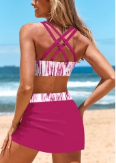 Hot Pink swimwear,Tie Dye swimwear,ROTITA Bowknot Criss Cross Hot Pink Bikini Set