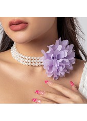 Light Purple jewelry,Other jewelry,Pearl Floral Design Light Purple Necklace