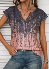 Dusty Pink tops,Graphic tops,ROTITA Grommet Graffiti Print Dusty Pink T Shirt