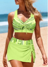 Rotita Criss-Cross-Bikini-Set in Neongrün mit Streifen