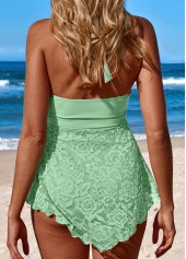Light Green swimwear,Plain Color swimwear,ROTITA Lace Light Green Mid Waisted Swimdress and Panty