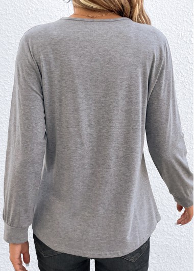 Light Grey tops,Plain Color tops,Ruched Light Grey Square Neck T Shirt