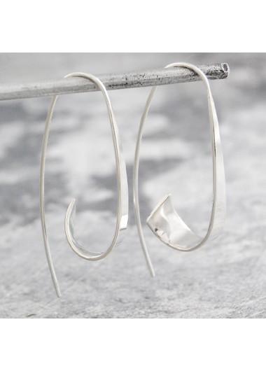 Silvery White jewelry,Plain Color jewelry,Silvery White Asymmetric Detail Alloy Earrings