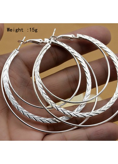Silver jewelry,Other jewelry,Round Geometric Design Silver Alloy Earrings