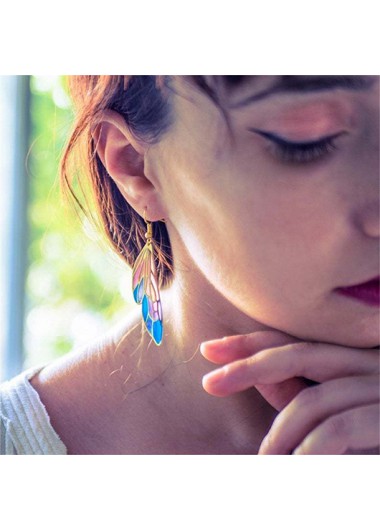 Butterfly Detail Purplish Blue Alloy Earrings
