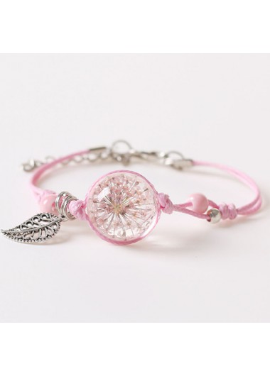 Round Design Alloy Detail Pink Bracelet
